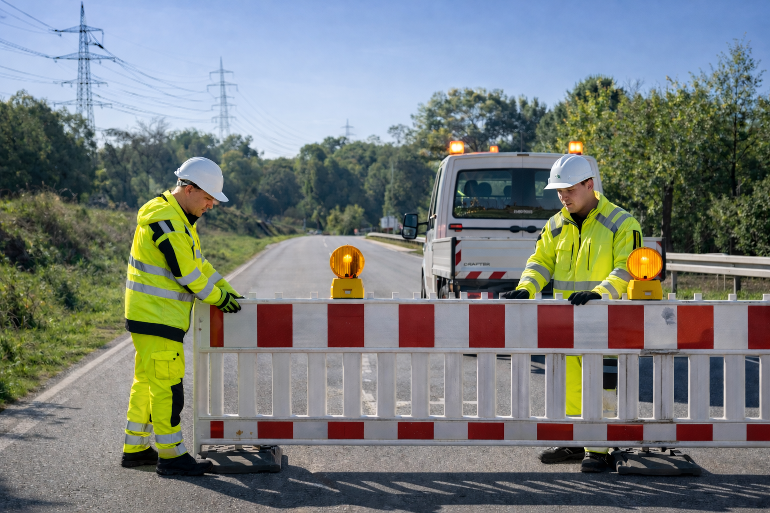 Aufbau von Verkehrssicherungsmaßnahmen